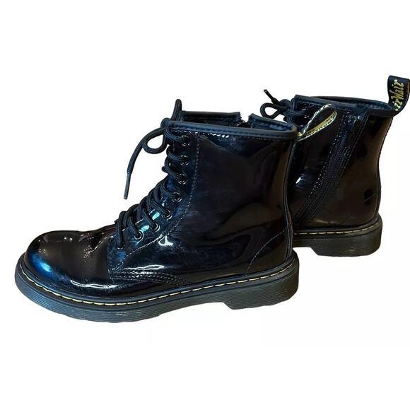 Dr Martens Youth Kids Black Delaney Side Zip Boots Glossy Sz 3 DOC Docs - Picture 8 of 11
